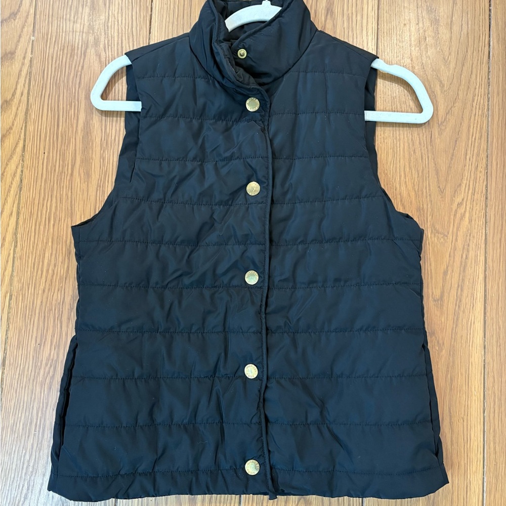 Michael Kors Black Quilted Vest with Gold Buttons